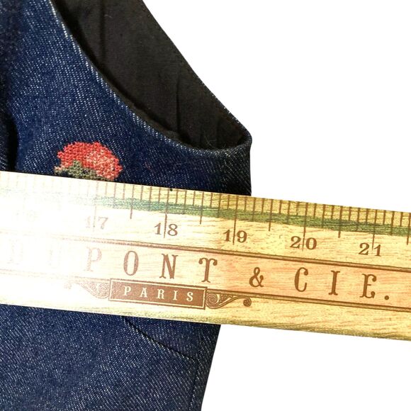 Moonray Floral Embroidered Denim Vest Womens Size Medium Blue NEW - Picture 8 of 13